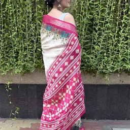KALINI Kalamkari Printed Zari Kanjeevaram Saree image 5