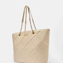 Forever Glam by Pantaloons Geometric Colourblocked PU Structured Tote Bag with Quilted image 5