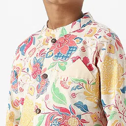 Nauti Nati Boys Floral Printed Regular Pure Cotton Kurta with Pyjamas image 5
