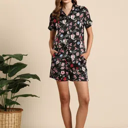 Mast & Harbour Women Floral Printed Satin Night Suit-picture-29