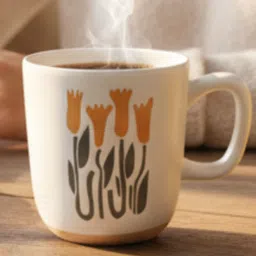 CLAY CRAFT Martha White & Orange Printed Ceramic Microwave Safe Mugs 350ml-picture-24