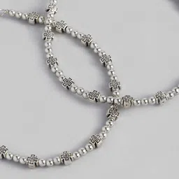LAIDA Set of 2 Oxidized Silver-Plated Beaded Handcrafted Anklets image 3