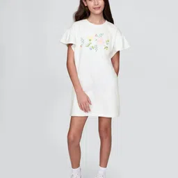 GAP Girls Floral Embroidered Round Neck T-Shirt Dress-image-11