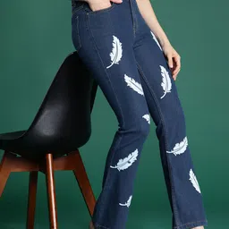 DressBerry Women Flared Printed Stretchable Jeans-image-94