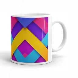 Mr UVD White & Blue Geometric Printed Ceramic Glossy Mug - 350 ml-picture-38