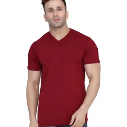 BEYOU FASHION Solid V-Neck Slim Fit T-shirt-image-87