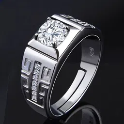 MEENAZ Men Silver-Plated American Diamond Studded Adjustable Finger Ring-picture-13