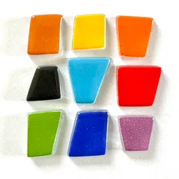 sai mosaic art Bold Collection Bright Assorted Irregular Trapezoid Glass Tiles - 150 Grams, 3.5mm Thickness, 95 to 100 Pcs image 3