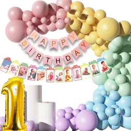Surprise Decor First Birthday Decorations for Boys, Girls, Kids - Multicolor 1st Birthday Decorations for Girls - 1st Birthday Theme Decoration Combo - 1st Birthday Party Supplies for Girls-picture-23
