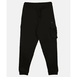 Kiddopanti Solid Cargo Pocket Detailed Track Pant - Black-picture-28