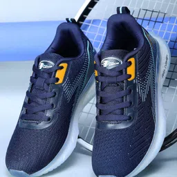 ABROS Mesh Detailed Colour Blocked Shoes - Navy Blue & Mustard-picture-27