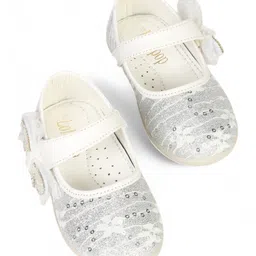 Lil Lollipop Bow Applique Detailed Floral Designed Mary Jane Ballerinas - White-image-28
