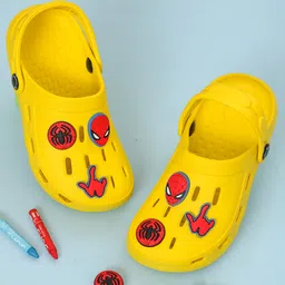 Marvel by Yellow Bee Perforated Clogs With Avengers Featuring Spiderman Charms - Yellow-picture-23