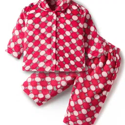 Kanvin Knit Full Sleeves Printed Winter Wear Co-ords Night Suit - Red-image-63