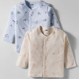 Pink Rabbit Single Jersey Knit Full Sleeves Jhablas with Space Theme & Toys Print Pack of 2 - Cream & Light Blue-image-84