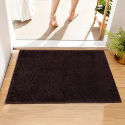 Kuber Industries Brown 3 Pieces Self Design Microfiber Doormats image 2