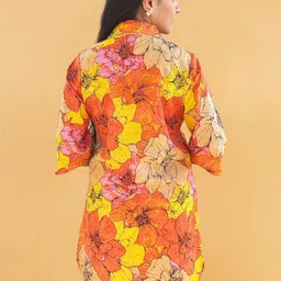 Ekaa Vastra Floral Printed Shirt Collar Regular Pure Cotton Straight Kurta With Palazzos image 4