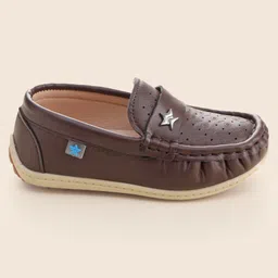 Cute Walk by Babyhug Formal Slip On Shoes With Star Applique - Dark Brown image 4