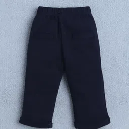 BUMZEE Cotton Knit Full Sleeves Solid Color Onesie & Pant Set With Suspender & Cap - Lavender & Navy Blue image 4