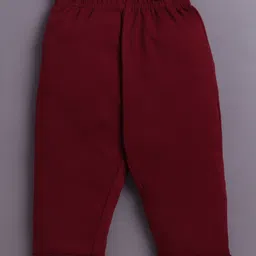 BUMZEE Cotton Knit Full Sleeves Vertical Striped Shirt With Attached Bow & Pant Set With Suspender & Cap - Maroon & Pink image 5