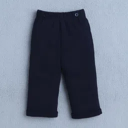 BUMZEE Cotton Knit Full Sleeves Solid Color Onesie & Pant Set With Suspender & Cap - Lavender & Navy Blue image 5