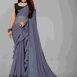 Flip The Style Sequinned Pure Georgette Saree-image-51