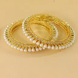 LAVAZZA Set Of 2 Crystal Stone Studded & Beaded Bangles image 1