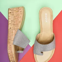 Rocia Gold-Toned Textured Wedge Heels image 1