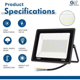GIGAWATTS 100 W LED Chip Light with IP66 Water Resistance Lamp for Outdoor, GW-SL100W image 3