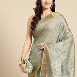 Silk Land Floral Printed Zari Block Print Saree-picture-24