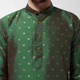 SOJANYA Men Green Woven Design Straight Kurta image 3