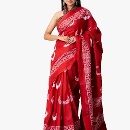 TROPWEAR Pure Cotton Block Print Saree-picture-38