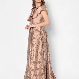 Kiya Beige Floral A-Line Maxi Dress image 4