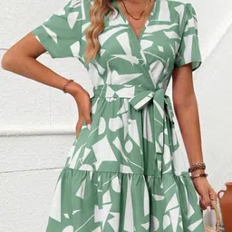 Mast & Harbour Tropical Printed Tie-Ups Detail Wrap Mini Dress-picture-11