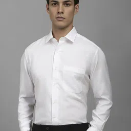 Luxure by Louis Philippe Men Classic Slim Fit Spread Collar Solid Cotton Formal Shirt-picture-20