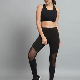 COLOR CAPITAL High-Rise Ankle-Length Antibacterial Mesh Insert Gym Tights image 5