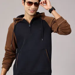 BLACK BUCK Men Colourblocked Hooded Sweatshirt image 1