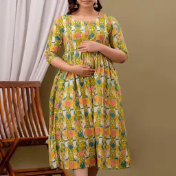 Style Heaven Floral Printed Pure Cotton Maternity Gotta Patti Kurti image 3