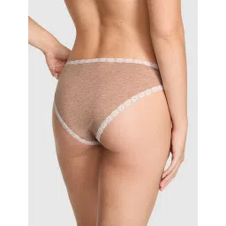 victoria's secret intimates Victoria's Secret PINK Cotton Lace-Trim Low-Rise Cheeky Panty Beige image 2