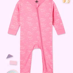 The Mom Store Cotton Full Sleeves Unicorn Printed Romper - Pink-image-43