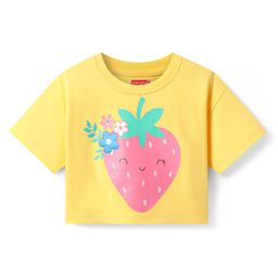 Babyhug Cotton Knit Half Drop Shoulder Sleeves T-Shirt with Strawberry Print - Yellow-picture-43