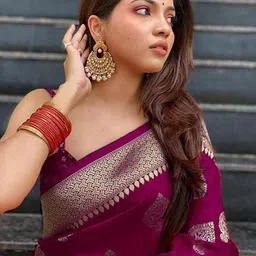 ADR CHIKANKARI Ethnic Motifs Zari Art Silk Handloom Banarasi Saree-picture-19