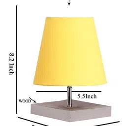 Devansh Cotton Square White Wood Table Lamp - Yellow image 3