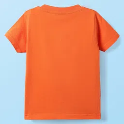 Babyhug Cotton Knit Half Sleeves Shorts Night Suit with Nautical Theme Print & Stripes - Orange image 3