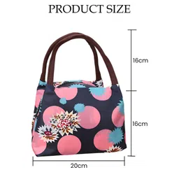 SYGA Women's Colorful Printed Polyester Tote Bag & Portable Insulated Lunch Bag Set Lightweight Daily Handbag - Pink image 3