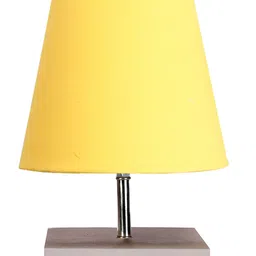 Devansh Cotton Square White Wood Table Lamp - Yellow image 4