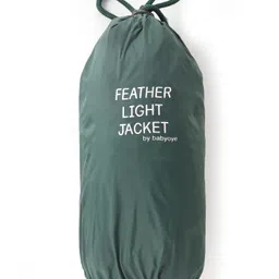 Babyoye Woven Full Sleeves Padded Hooded Jacket with Quilted Design & Star Applique - Green image 4