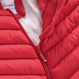 Babyhug Nylon Polyester Full Sleeves Solid Color Hooded Heavy Winter Jacket - Red image 5