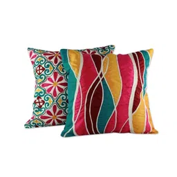 IZAAFA Red & White Set of 2 Embroidered Square Cushion Covers image 4