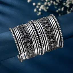 Peora 16-Piece Silver-Plated Metal Bangles-picture-23
